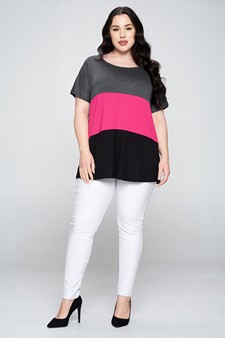 Women's Short Sleeve Colorblock Top - PLUS SIZE style 5