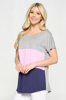 Women's Short Sleeve Colorblock Top style 2