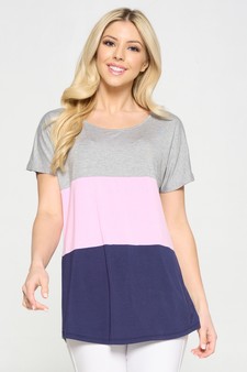 Women's Short Sleeve Colorblock Top style 4