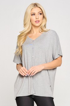 Women's Simple Button Up Short Sleeve Top style 4