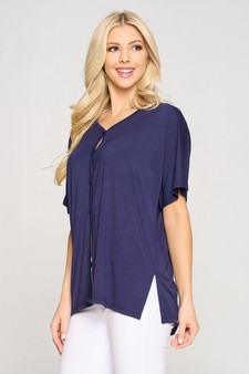 Women's Simple Button Up Short Sleeve Top style 2