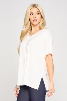 Women's Simple Button Up Short Sleeve Top style 3