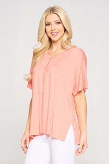 Women's Simple Button Up Short Sleeve Top style 2