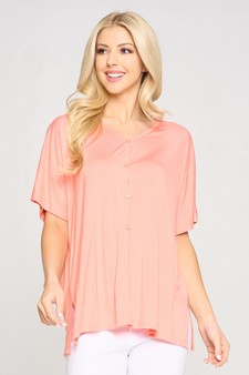 Women's Simple Button Up Short Sleeve Top style 4