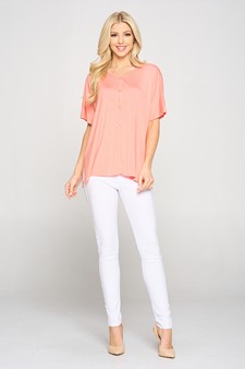 Women's Simple Button Up Short Sleeve Top style 5