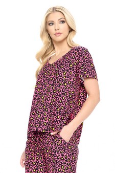 Women's Vivid Leopard Print Loungewear Top style 2