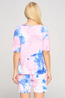 Women's Tie-Dye Print Dropped Shoulder T-Shirt - BOTTOMS: 807SR007 style 4