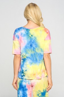 Women's Tie-Dye Print Dropped Shoulder T-Shirt - BOTTOMS: 807SR007 style 3