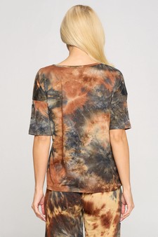 Women's Tie-Dye Print Dropped Shoulder T-Shirt - BOTTOMS: 807SR007 style 3