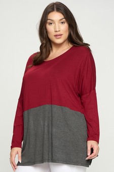 Women's Duo Split Color Dolman Sleeve Top style 2