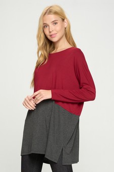 Women's Duo Split Color Dolman Sleeve Top style 2