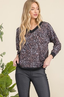 Women’s V-Neck Cheetah Print Long Sleeve style 4