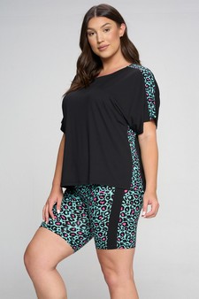 Women's Contrasting Leopard Printed Loungewear Set style 2