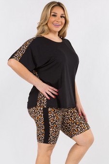 Women's Contrasting Leopard Printed Loungewear Set style 2