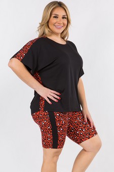 Women's Contrasting Leopard Printed Loungewear Set style 2