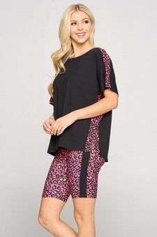 Women's Contrasting Leopard Printed Loungewear Set style 2