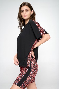 Women's Contrasting Leopard Printed Loungewear Set style 3