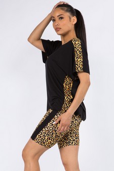 Women's Contrasting Leopard Printed Loungewear Set style 2