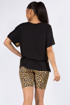 Women's Contrasting Leopard Printed Loungewear Set style 3