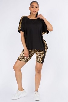 Women's Contrasting Leopard Printed Loungewear Set style 4