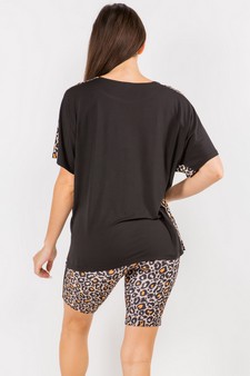 Women's Contrasting Leopard Printed Loungewear Set style 3