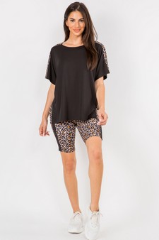 Women's Contrasting Leopard Printed Loungewear Set style 4