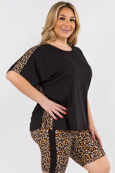 Women's Contrasting Leopard Printed Loungewear Top style 2