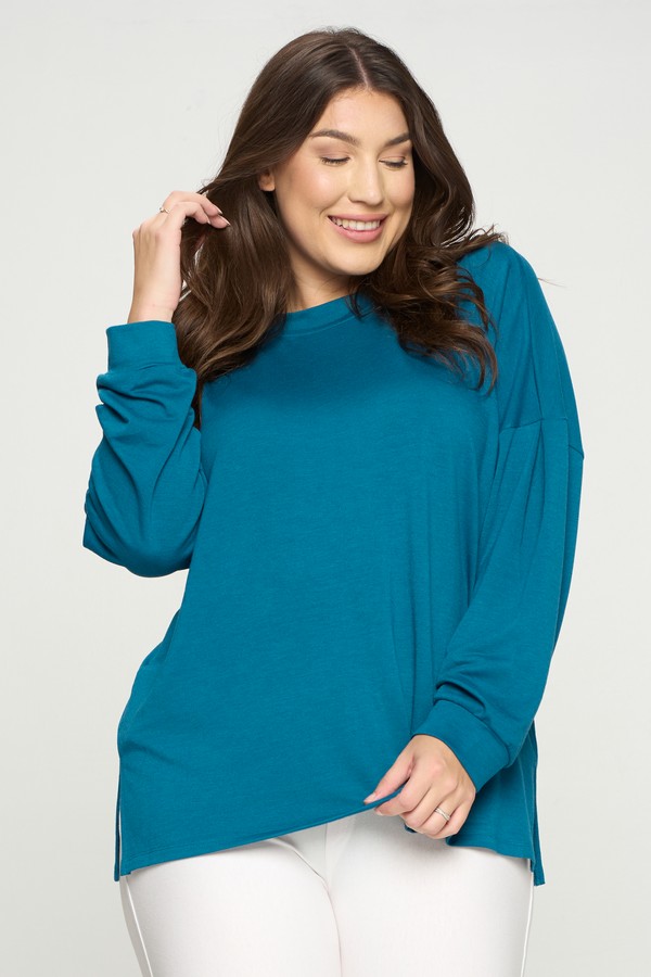 Women’s Cozy Up Oversized French Terry Long Sleeve Top - Wholesale ...