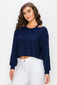 Women’s Soft Washed Off Shoulder Cropped Long Sleeve style 2