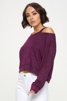 Women’s Soft Washed Off Shoulder Cropped Long Sleeve style 2