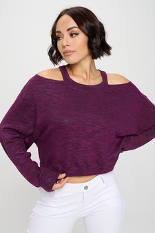 Women’s Soft Washed Off Shoulder Cropped Long Sleeve style 4