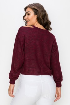 Women’s Soft Washed Off Shoulder Cropped Long Sleeve style 3