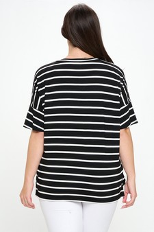 Women’s Striped Oversized Short Sleeve Top style 3