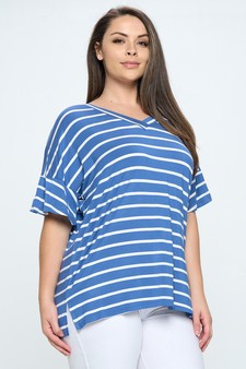 Women’s Striped Oversized Short Sleeve Top style 2