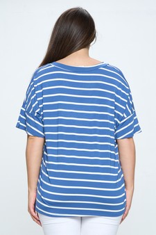 Women’s Striped Oversized Short Sleeve Top style 3