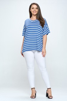 Women’s Striped Oversized Short Sleeve Top style 5