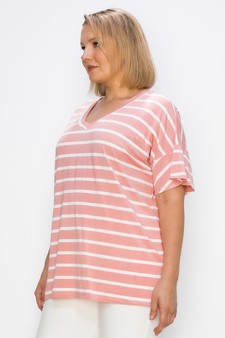 Women’s Striped Oversized Short Sleeve Top style 2