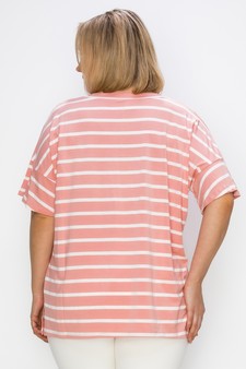 Women’s Striped Oversized Short Sleeve Top style 3