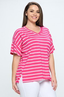 Women’s Striped Oversized Short Sleeve Top style 2