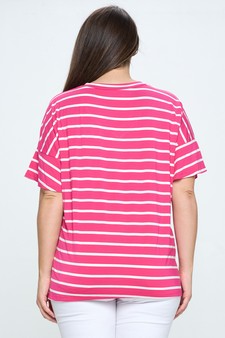 Women’s Striped Oversized Short Sleeve Top style 3