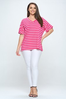 Women’s Striped Oversized Short Sleeve Top style 5