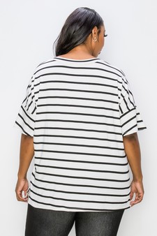 Women’s Striped Oversized Short Sleeve Top style 3