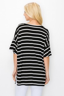 Women’s Striped Oversized Short Sleeve Top style 3