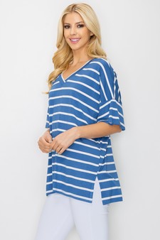 Women’s Striped Oversized Short Sleeve Top style 2