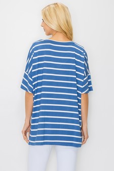 Women’s Striped Oversized Short Sleeve Top style 3