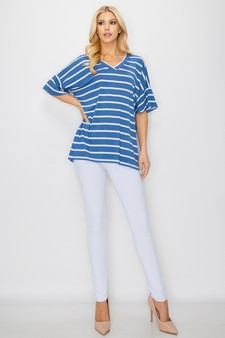 Women’s Striped Oversized Short Sleeve Top style 4