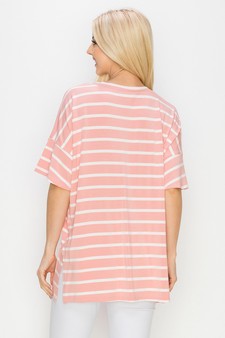 Women’s Striped Oversized Short Sleeve Top style 3