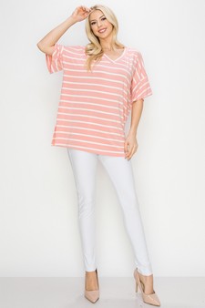 Women’s Striped Oversized Short Sleeve Top style 4