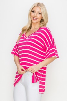 Women’s Striped Oversized Short Sleeve Top style 2