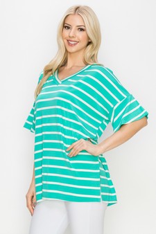 Women’s Striped Oversized Short Sleeve Top style 2